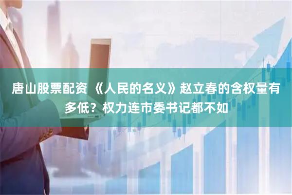 唐山股票配资 《人民的名义》赵立春的含权量有多低？权力连市委书记都不如